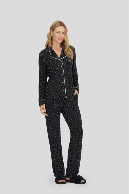 Pijama Feminino Americano Manga Longa Com Calça