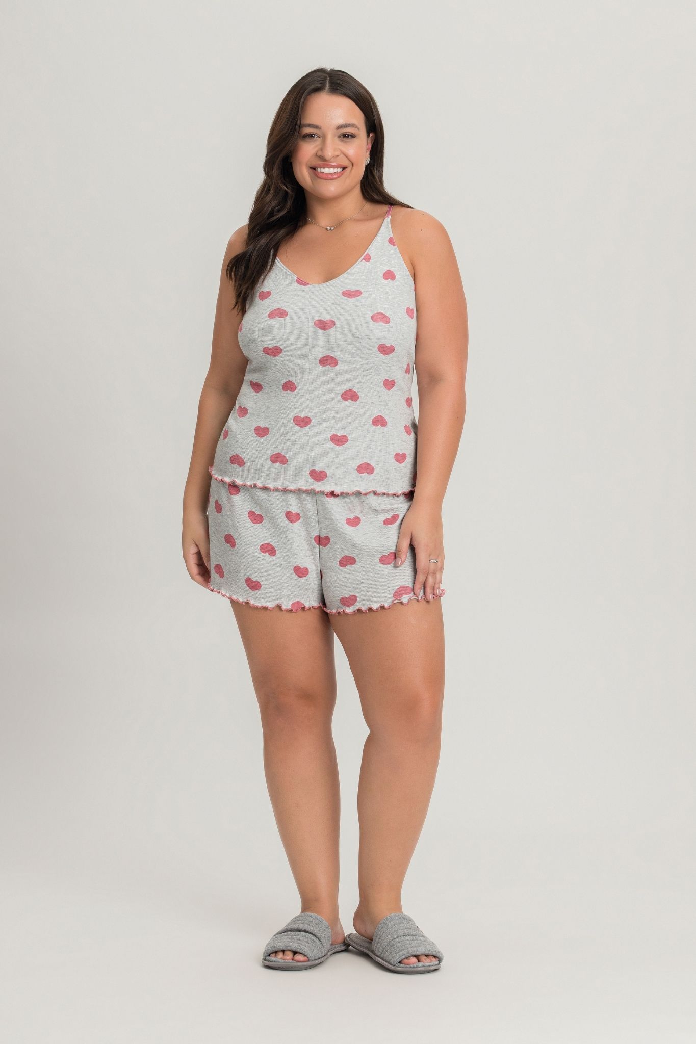 PIJAMA FEMININO PLUS SIZE ALÇA COM SHORTS