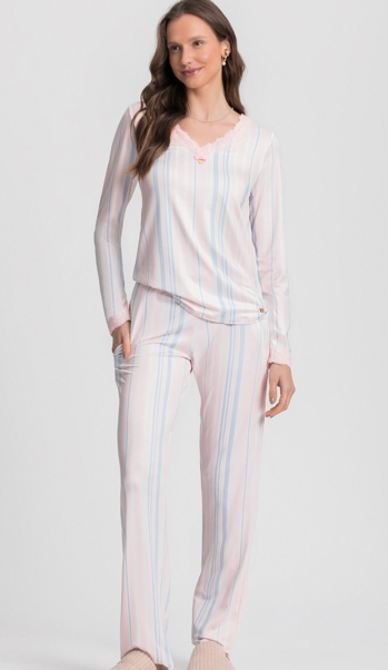 Pijama Feminino Manga Longa Com Calça