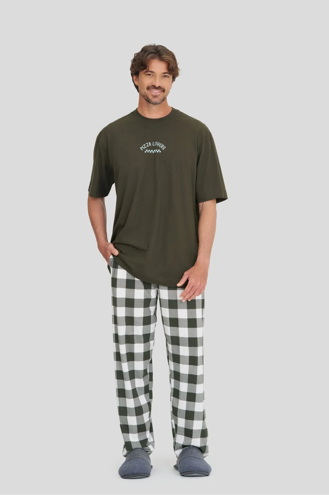 Pijama Masculino Manga Curta Com Calça
