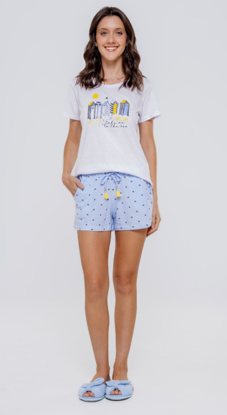 Pijama Feminino Manga Curta Com Shorts