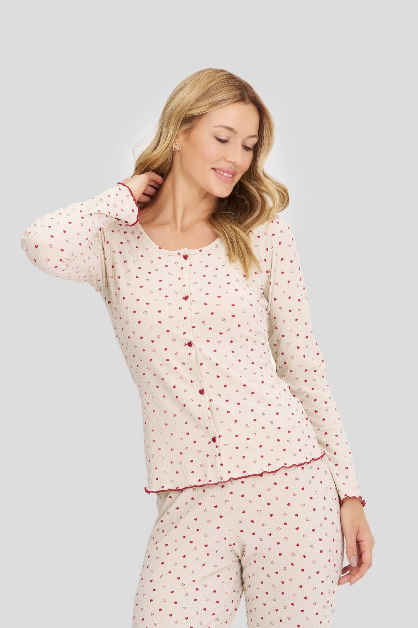 Pijama Feminino Americano Manga Longa Com Calça