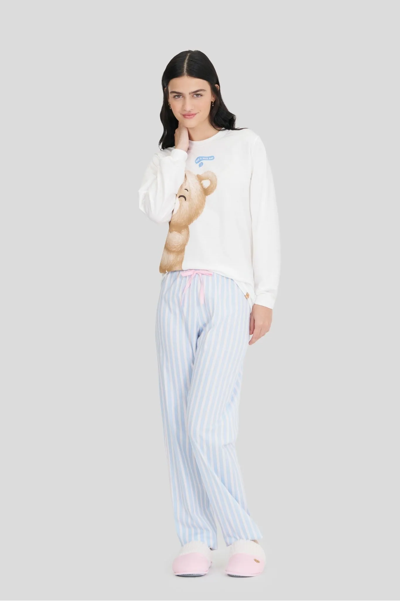 Pijama Feminino Manga Longa Com Calça