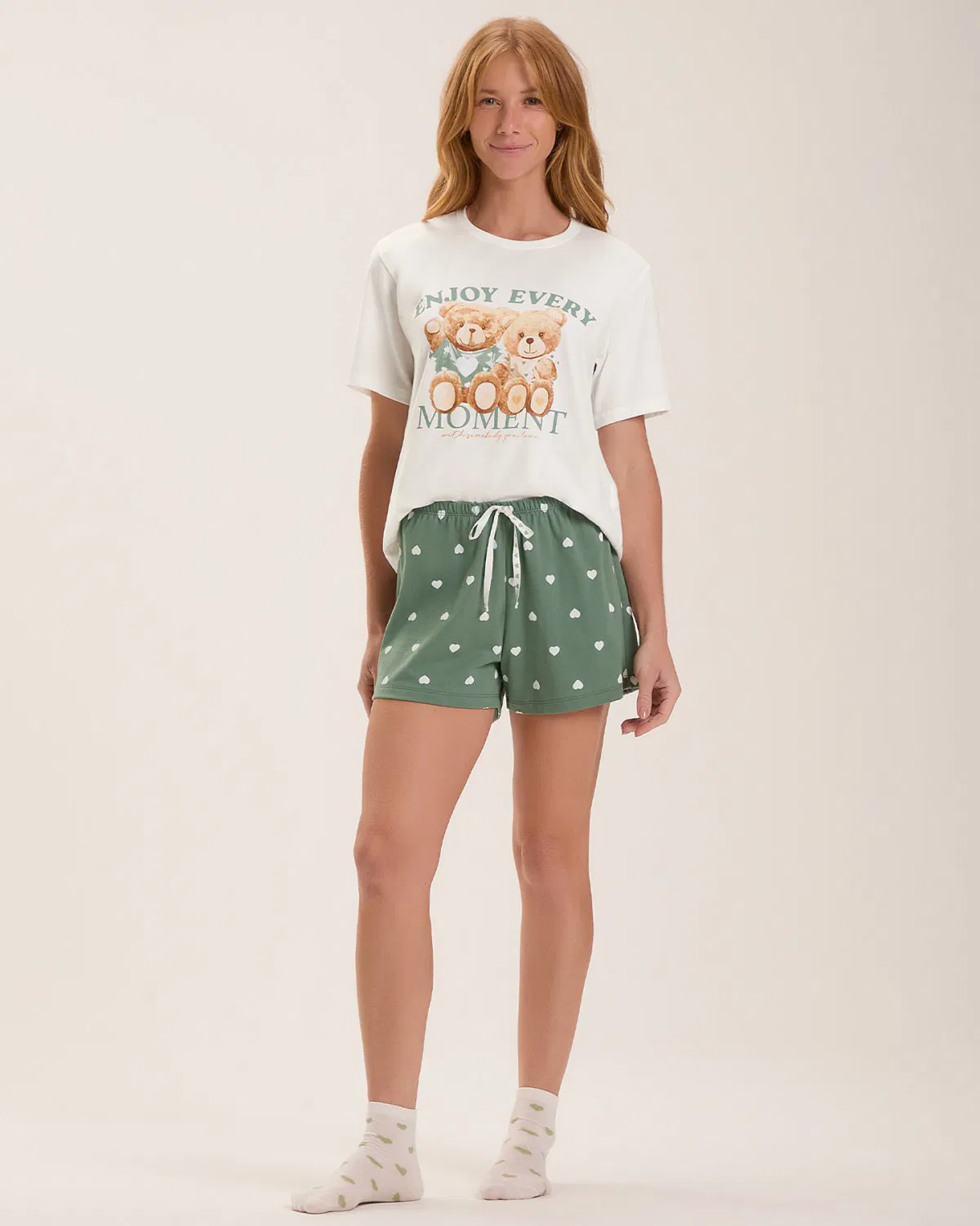 Pijama Feminino Manga Curta Com Shorts