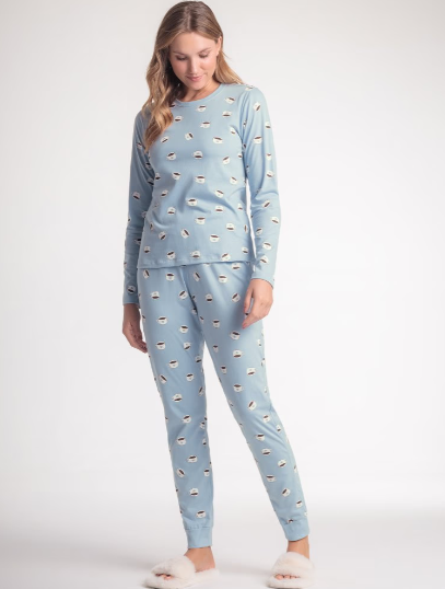 Pijama Feminino Manga Longa Com Calça